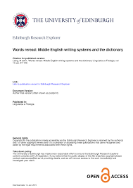 Pdf Words Reread Middle English Writing Systems And The Dictionary