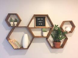 27 Exclusive Wall Shelf Ideas Bedroom Livingroom Diy Undertv Bathroom Kitchen Office Kids Rustic Rustic Wall Shelves Geometric Decor Hexagon Shelves