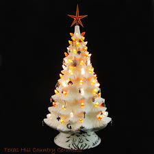 White Ceramic Halloween Tree Candy Corn Color Lights Orange Star Base Is Detailed With Halloween Designs Hand Painted 18 Inch Tall Made To Order Halloween Trees How To Make Ornaments Halloween Design