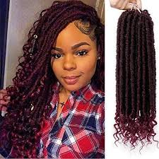 Mixed Black And Burgundy Box Braids Aisi Beauty Straight Goddess Locs Crochet Hair Faux Locs With Curly Ends 6 Packs Lot Crochet Twis Faux Locs Hairstyles Braided Hairstyles Box Braids Hairstyles