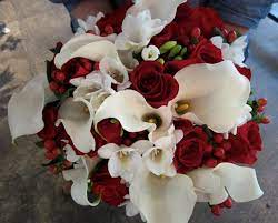 Silk rose roses red wedding bridal bouquet dark artificial pre made posy. Redwhitebouqet Classic Wedding Flowers Classic Wedding Bouquet White Wedding Flowers