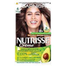 It provides 100% gray coverage and is best for anyone with natural hair between light brown and black. Garnier Nutrisse Permanent Hair Dye Dark Brown 4 Sainsbury S