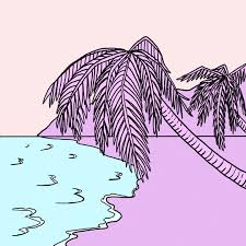 Animation Gif Loop Illustration Kawaii Pretty Beach Ocean Lovely Pastel Waves California Vaporwave Chill Girly Aesthetic Tropical Calm Palm Trees Palms Pastels Feminine California Girls Stefanie Shank House Of Joy Stef Shank