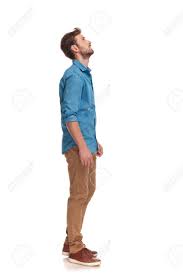 Side View Of A Casual Man Looking Up At Something On White Background Stock Photo Picture And Royalty Free Image Image 107380004 Man looking for a woman woman looking for a man. side view of a casual man looking up at something on white background