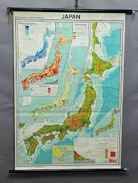 Vintage Map Rollable Weather Wall Chart Japan Rainfall