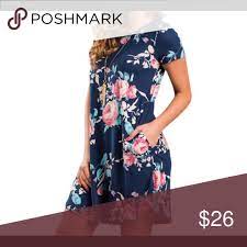 Short Sleeve Floral Dress Short Sleeve Floral Dress Floral Blue Dress Printed Mini Dress