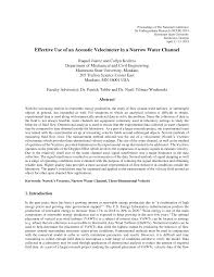 Effective Use of an Acoustic Velocimeter in a Narrow Water Channel