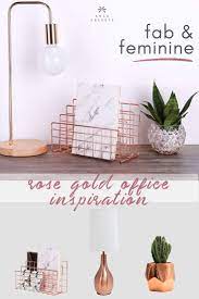 Chic Rose Gold Accesories For A Feminine Home Office Lola Celeste Feminine Home Offices Gold Office Accessories Gold Home Accessories