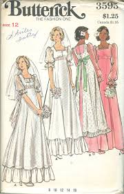 Butterick 3595 C Vintage 1970s Prairie Wedding Dress And Pinafore Pattern B34 Bridal Sewing Patterns Vintage Dress Patterns Vintage Costumes