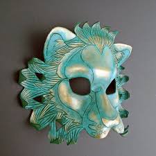 Verdigris Leather Lion Mask By Merimask Lion Mask Animal Masquerade Masks Masks Art