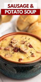 Cheesy Potato Soup With Sausage In 2020 Sausage Potato Soup Cheesy Potato Soup Sweet Potato Soup