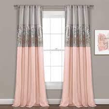 Lush Decor Night Sky Sparkling Sequins Stripe Pattern 3 Rod Pocket Light Filtering Window Curtain For Girls Room Gray Blush 84 L X 42 W Single Panel Walma Pink And Grey Room Girls