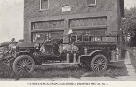 We See A Postcard Of The New Chemical Engine In Front Of The Original Sellersville Volunteer Fire Company No 1 Firehouse Fire Trucks Emergency Vehicles Fire