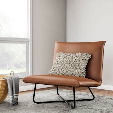 Carson Carrington Saddle Brown Pillow Lounge Chair Lounge Chairs Living Room Living Room Chairs Brown Pillows