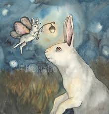 Night Bunny Fairy Archival Fine Art Print Large Size Etsy Fairy Art Bunny Art Art