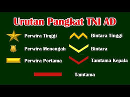 Pangkat tentera adalah satu sistem perhubungan hierarki dalam angkatan tentera,1 polis,2 agensi perisikan atau institusi lain yang disusun bersama kelompok tentera. Urutan Pangkat Tentara Nasional Indonesia Angkatan Darat Tni Ad Youtube