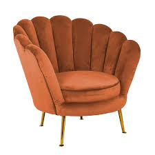 Lule set of 2 dining chairs, flame orange velvet & oak. Armchair Perla Rust Velvet Mylestone Interiors Ltd