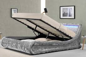 madrid silver crushed velvet led lights lift up ottoman storage designer bed double ottoman storage bed bed designs with storage crushed velvet storage bed