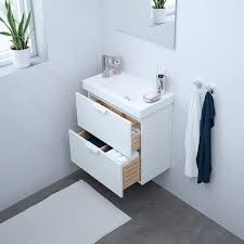 Godmorgon Hagaviken Sink Cabinet With 2 Drawers White Dalskar Faucet 24 3 4x13 3 8x25 5 8 Ikea Sink Cabinet Ikea Godmorgon White Vanity Bathroom
