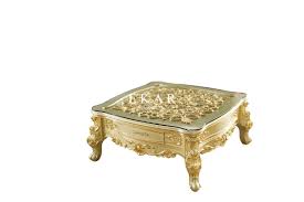 The height of the table can be adjusted by twisting the top from left. Best Retro Gold Carved Glass Coffee Table Ekar Furniture