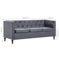 Das herzstück in deinem wohnzimmer. Vidaxl Chesterfield Sofa 3 Sitzer Stoff Grau Loungesofa Polstersofa Couch Mobel Wohnaccessoires Kuche Haushalt Wohnen Ayurvedanetworkbhu Com