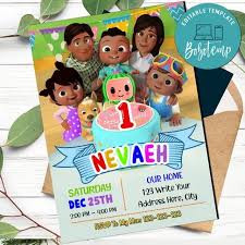 Let your baby's cocomelon birthday party begin with a wow! African American Cocomelon Birthday Invitation Template Diy Bobotemp