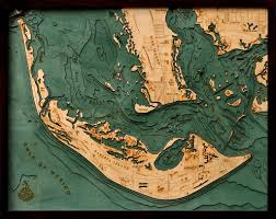 Sanibel Island 3 D Nautical Wood Chart 24 5 X 31