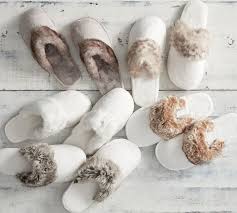 faux fur slippers pottery barn