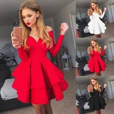 Red long dresses (161) sort by. Delicate Red Long Sleeve Ruffled Homecoming Dress Off The Shoulder Short Dress Birthday Dresses Dresses For Teens Homecoming Dresses