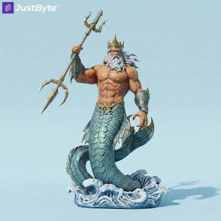 Poseidon – Mythological God of the Sea 3D Printable STL Model with Display  Base