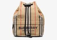 logo print icon stripe nylon drawcord pouch