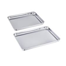 Uniqme Baking Pan Set Of 2 Pure Stainless Steel Healthy Non Toxic Toaster Oven Tray Pan Rust Free And Less Stick R How To Clean Rust Easy Cleaning Toaster Oven
