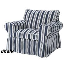 This 130 thread count huge pillow set has a 52 the blue and white polyester/cotton blend is easy to care for and very durable along with very affordable. New Ikea Ektorp Armchair Slipcover Cover Toftaholm Blue White Stripe