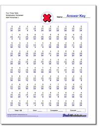 Four Times Table Multiplication Worksheet Multiplication Worksheet Family Worksheet Subtraction Worksheets Fact Family Worksheet