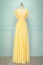 Yellow V Neck Long Bridesmaid Dress Prom Dresses Yellow Yellow Bridesmaid Dresses Yellow Prom Dress Long