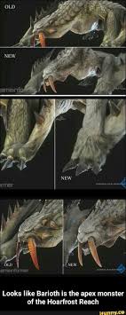 Looks Like Barioth Is The Apex Monster Of The Hoarfrost Reach Ifunny Monster Hunter Memes Monster Hunter Series Monster Hunter Art