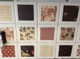 Diy Backsplash Made With 15 Tiles Mod Podge And Scrapbook Paper I Like This Idea For Cabinets Too Diy Backsplash Decor Crafts