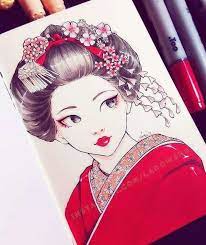 Death becomes her print by amy dowell for lowbrow. Pin By Shiryo Aoi On Artz Geisha Art Teenage Drawings Creative Drawing