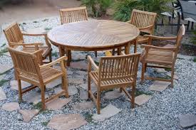 Teak Patio Set Large Round Table 6 Armchairs Outdoor Furniture All New Large Round Table Patio Set Outdoor Furniture