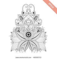Hand Drawn Floral Background In Doodle Or Henna Style Black Line Vector Design For Cover Bag Knapsack Notebook Dateboo El Cizimleri Doodle Illustrasyon