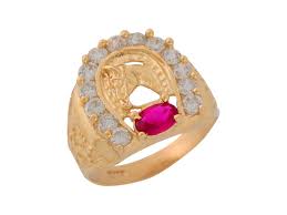 We carry 14k yellow gold mens cubic zirconia horseshoe rings directly from italy, we make buying gold 14k yellow gold mens cubic zirconia horseshoe rings affordable and safe. Mens Ring 14k Gold Synthtetic Ruby White Cz Horse With Horseshoe Frame Jewelry Findings Com