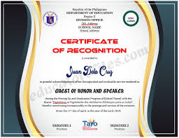Certificate Of Recognition For Guest Of Honor And Speaker Template 1 Certificate Of Recognition Template School Award Certificates Cover Page Template Word