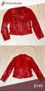 Retro Vintage Guess Red Leather Jacket Authentic 90s Guess Leather Jacket In Red Outer Leather Inner Lining All Red Leather Jacket Leather Jacket Jackets