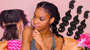 To braid with weave, first, you need to take a narrow part of hair divided into three strands. Braid In Bundles Review 1 Hour Weave On Natural Hair Youtube