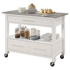 krumm kitchen cart with stainless steel top