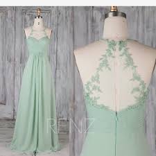 Bridesmaid Dress Dusty Mint Chiffon Dress Wedding Dress Halter Etsy Chiffon Dress Bridesmaid Dresses Illusion Dress