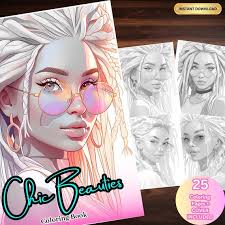 25 Chic Beauties Coloring Book V1 Printable PDF Ready to Print Instant  Download Digital Download Fashion Girls Sunglasses Cute Girls