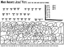 Jesus is anointed coloring page. Mary Anoints Jesus Code Color Bible Crafts By Jenny