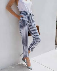 Black And White Striped Pants Womens Pin On Cute Jeans Pants Ripped Printed Hem Flared High Waisted