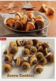 Fall Treats Acorn Cookies Hershey Kisses Nutter Butter Cookies Thanksgiving Desserts Kids Thanksgiving Treats Acorn Cookies